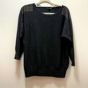 Cable & Gauge Charcoal Bedazzled 3/4 sleeve Sweater XL women